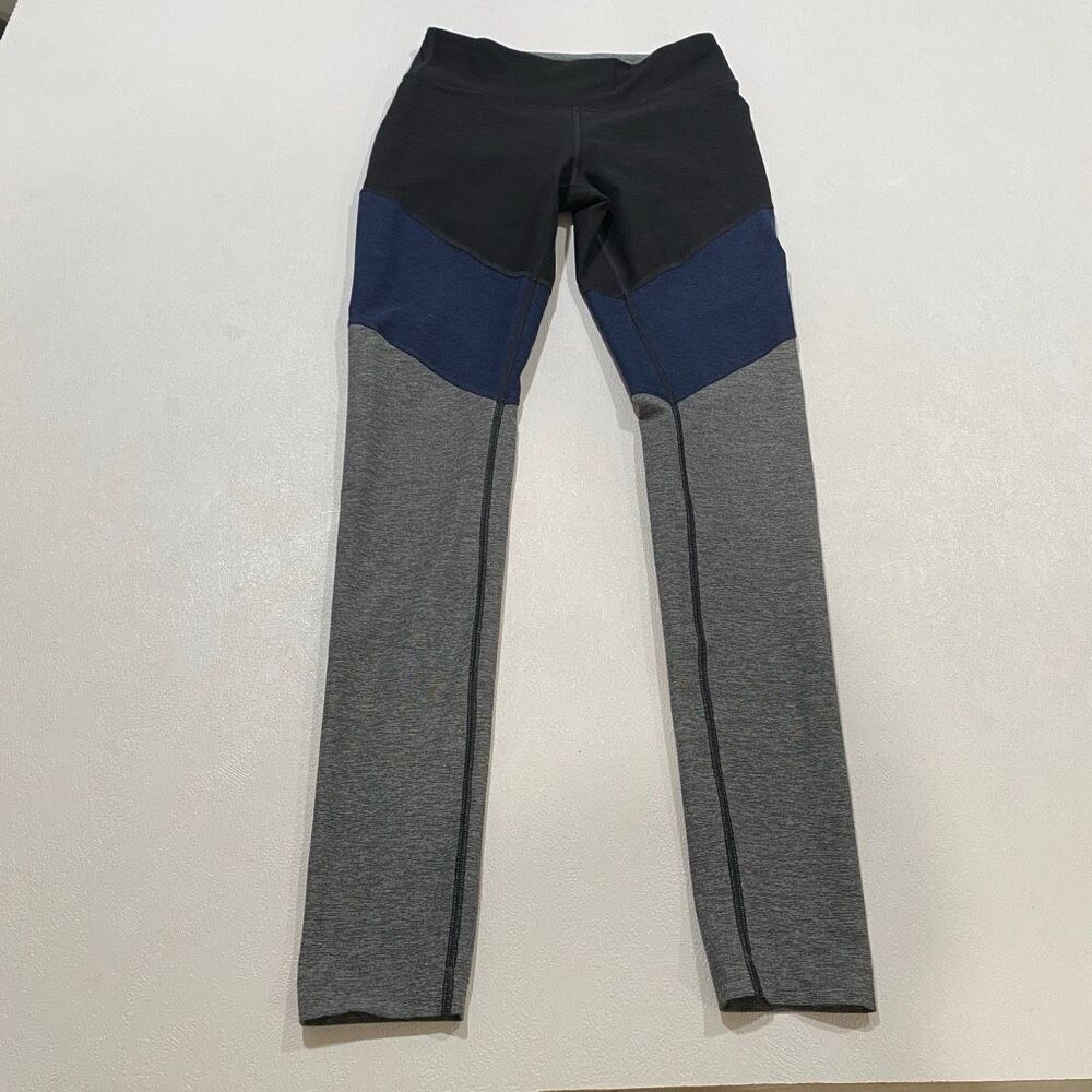 Outdoor Voices Colorblock Leggings Black Blue Gray Size Small High Rise
